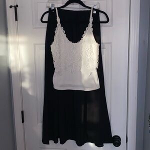 SHEIN White Tank with Black Maxi Skirt